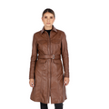 Abrigo en Cuero Becerro Miel FREYJA Marca La Chaqueteria