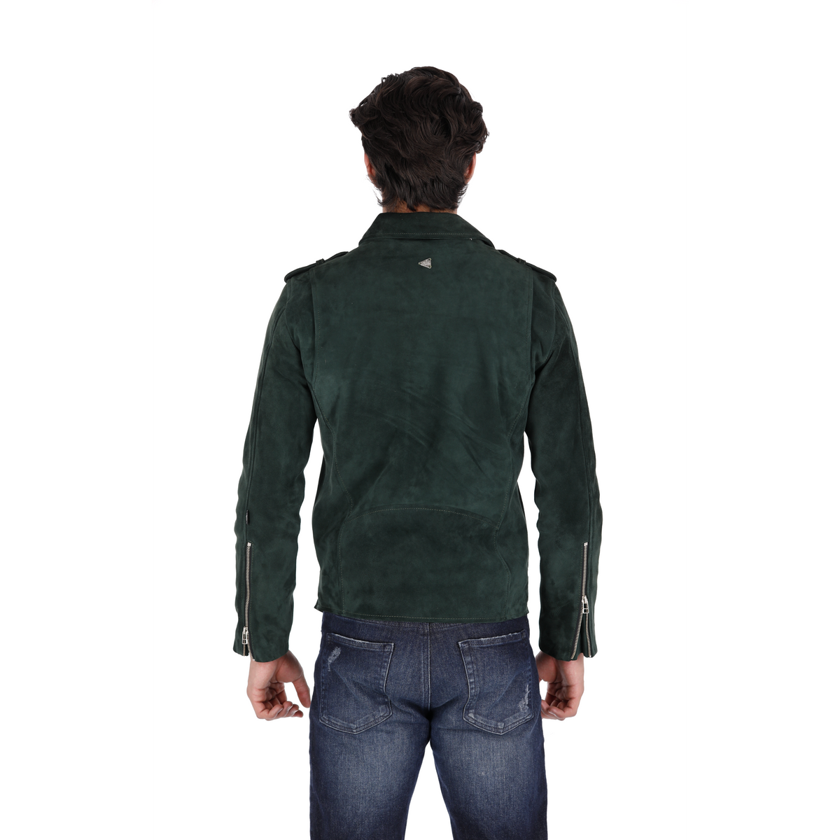 Chaqueta de Cuero Gamuza Verde Bison
