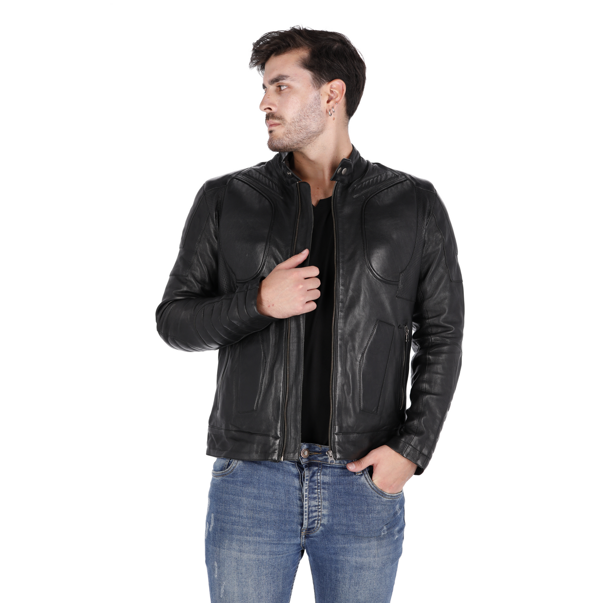 Chaqueta de Cuero Negro LCHL64