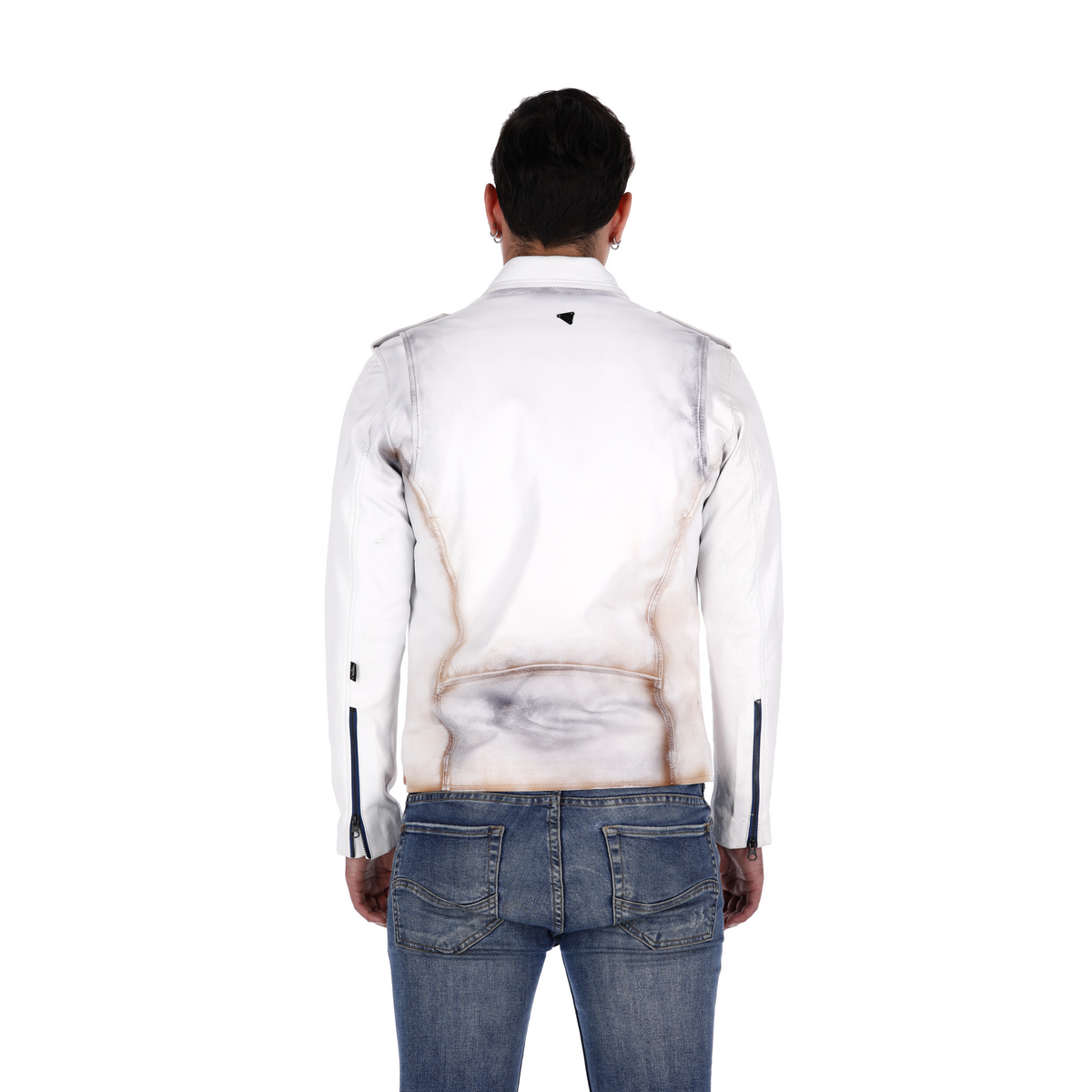 Chaqueta de Cuero Blanco Base Rosa Bison