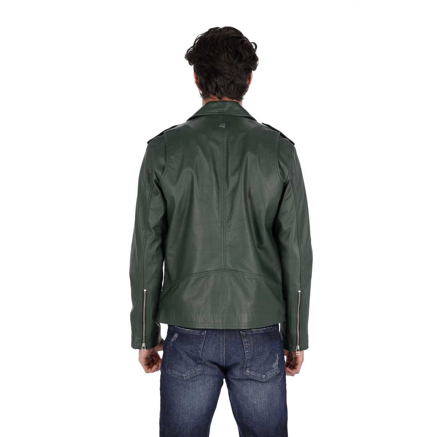 Chaqueta en Cuero Verde Oliva Bison