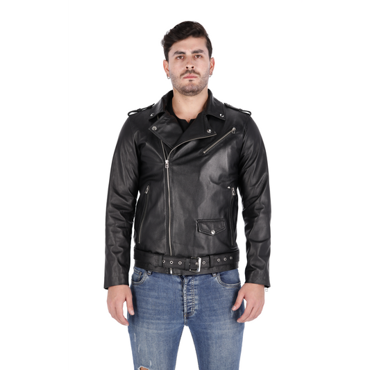 Chaqueta en Cuero Negro Bison