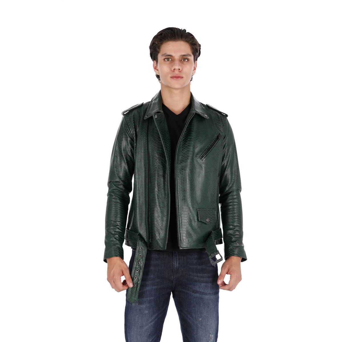 Chaqueta de Cuero Folia Verde Bison