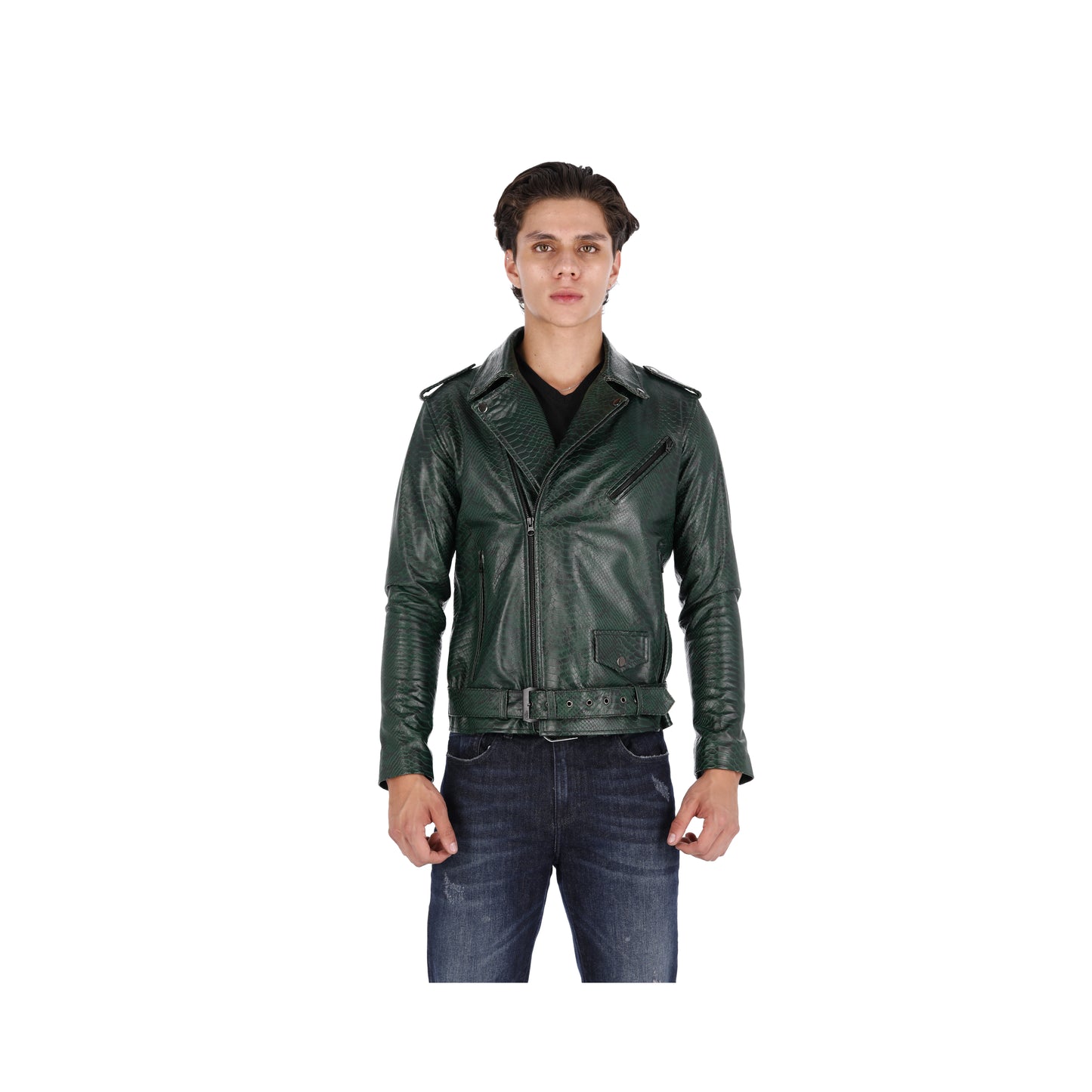 Chaqueta en Cuero Folia Verde Bison