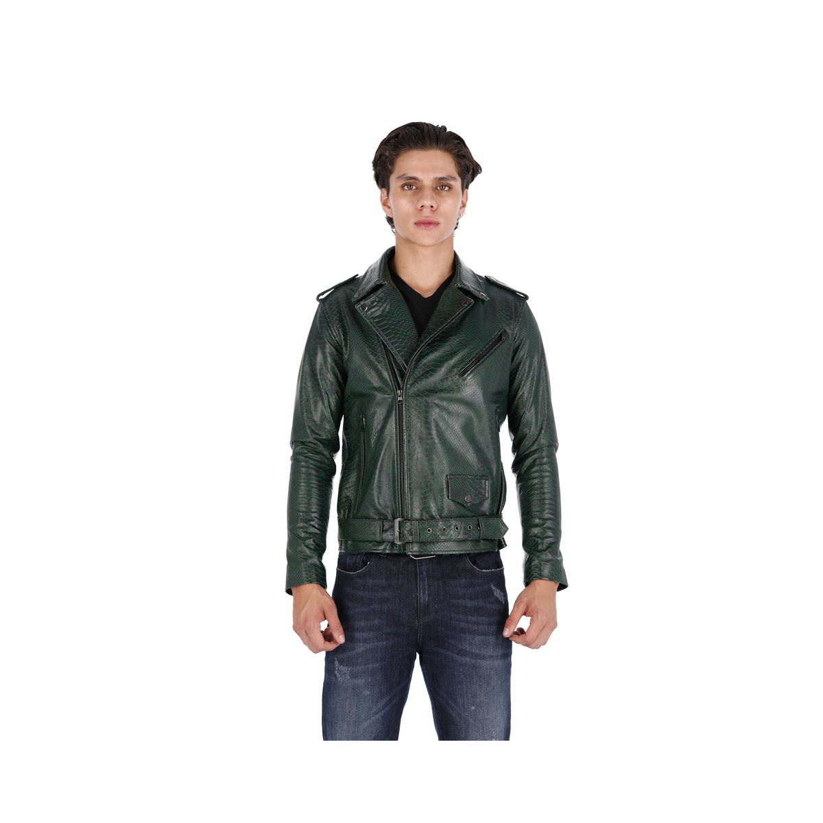 Chaqueta de Cuero Folia Verde Bison