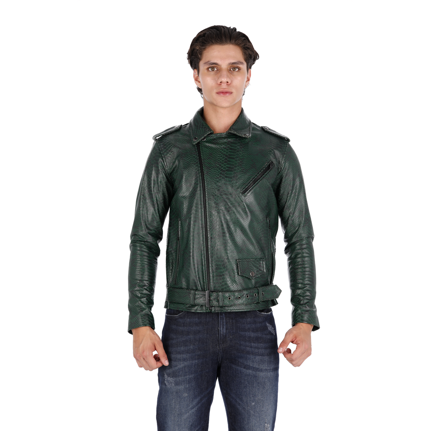 Chaqueta en Cuero Folia Verde Bison