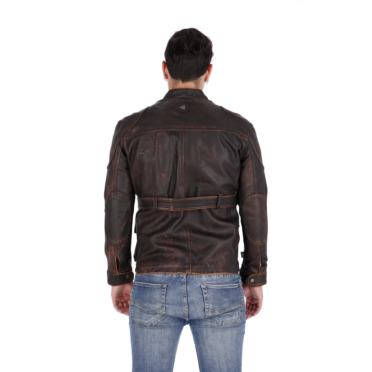 Chaqueta de  Cuero Envejecido Base Cafe Arjun