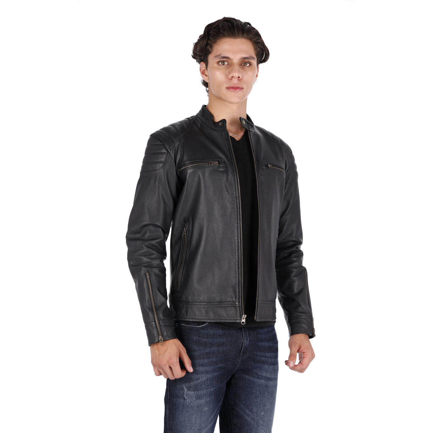 Chaqueta en Cuero Negro SBK Marca La Chaqueteria