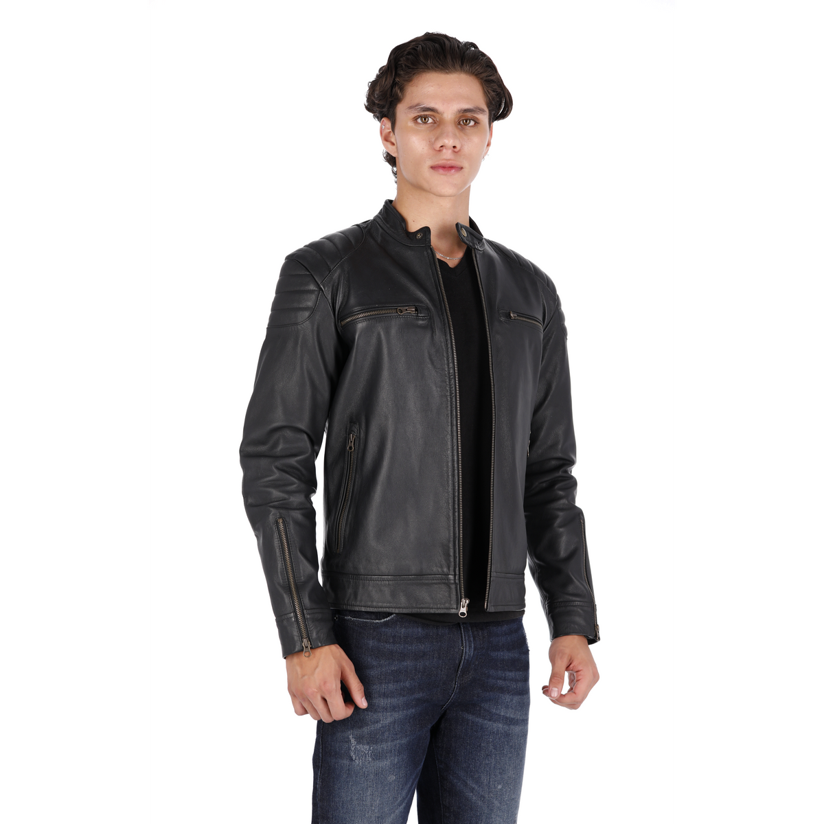 Chaqueta de Cuero Negro SBK Marca La Chaqueteria