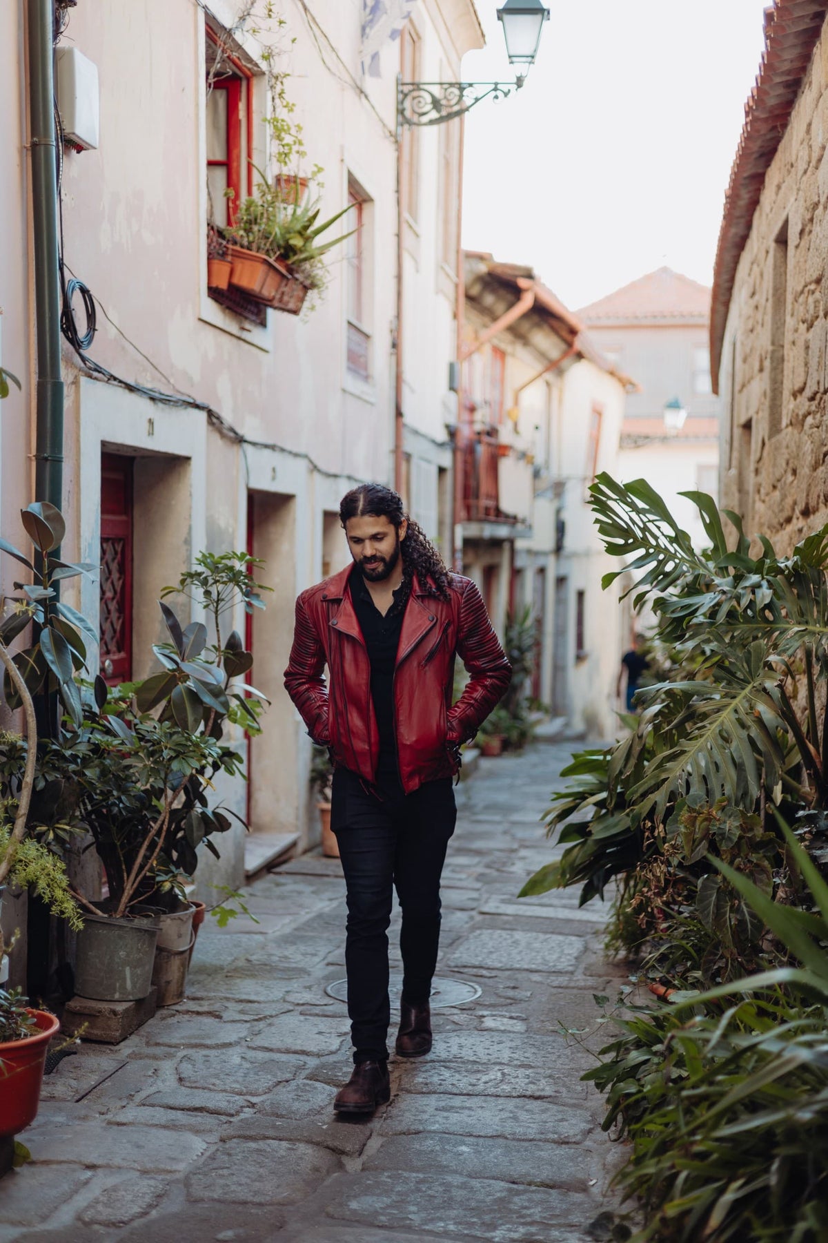 Chaqueta de Cuero Becerro Rojo Contrastado Blug 2.0