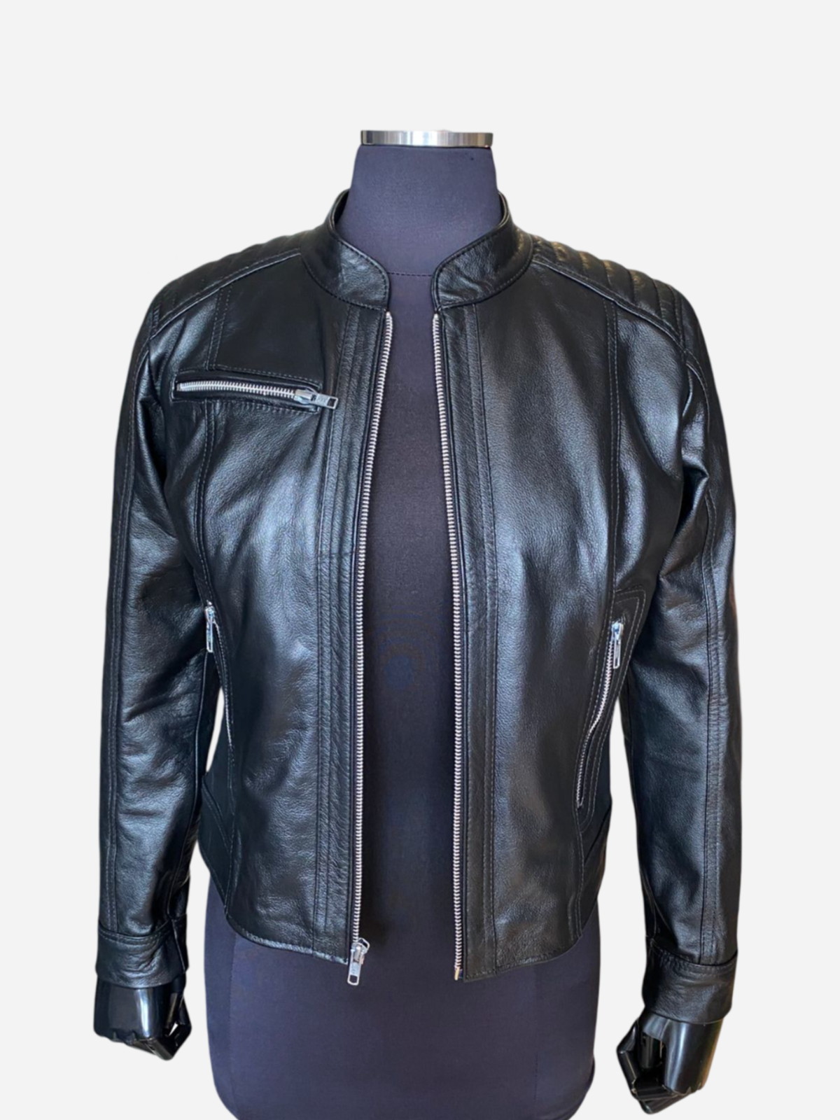 Chaqueta en Cuero Napa Negro W103