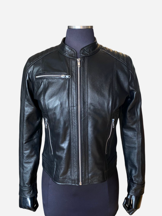 Chaqueta en Cuero Napa Negro W103