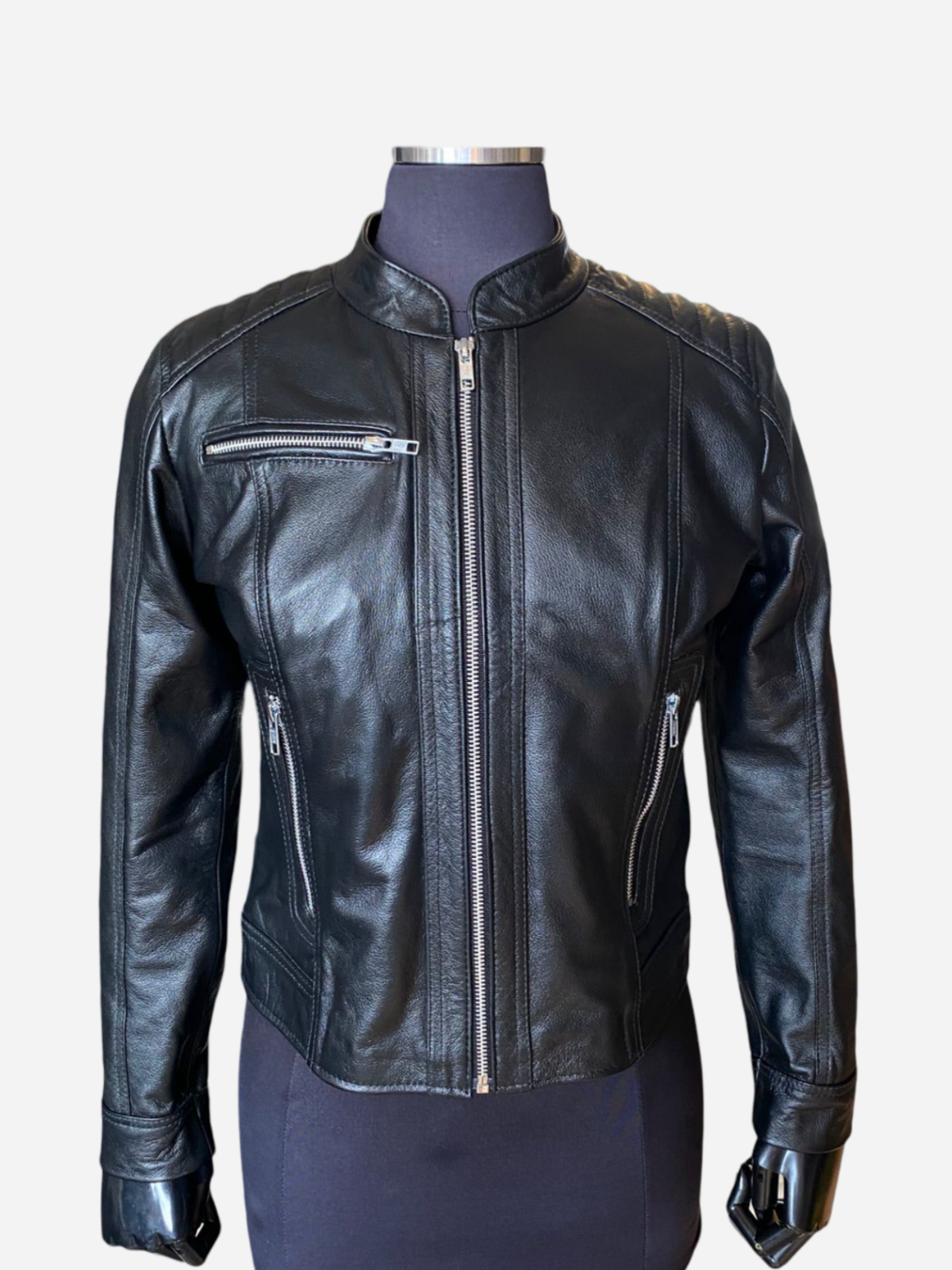 Chaqueta en Cuero Napa Negro W103