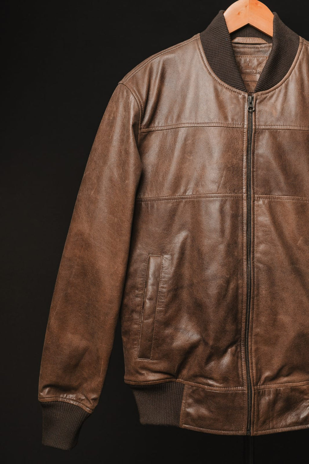 Chaqueta En Cuero Cafe Matius