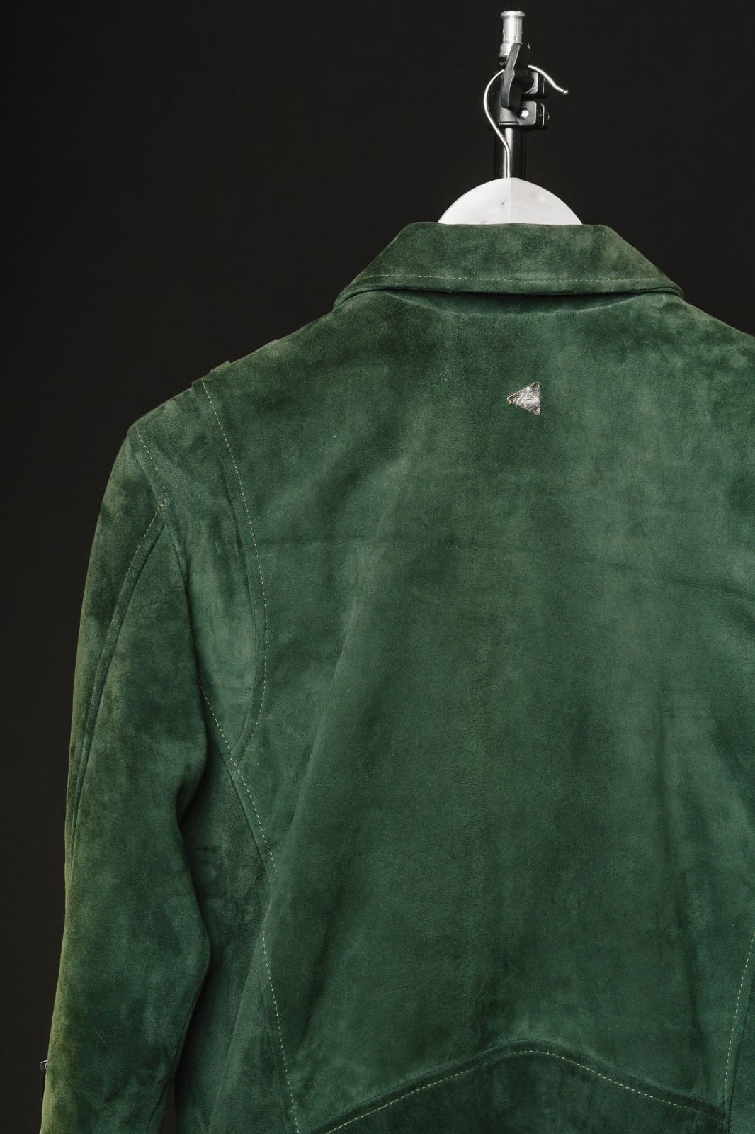 Chaqueta de Cuero Gamuza Verde Militar Bison