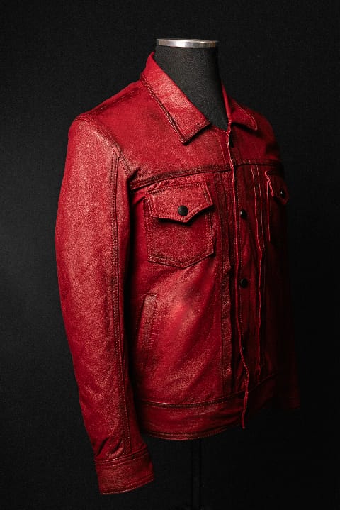 Chaqueta de Cuero Rojo Contrastado Andrew