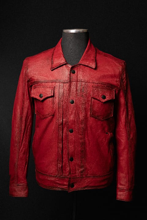 Chaqueta En Cuero Rojo Contrastado Andrew