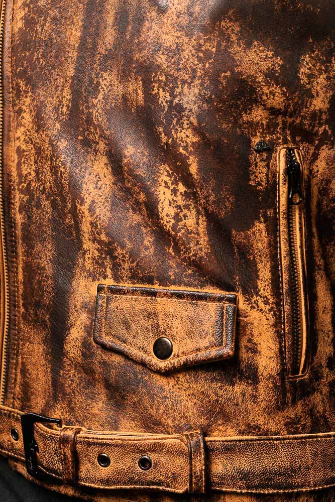 Chaqueta de Cuero Envejecido Natural Bison