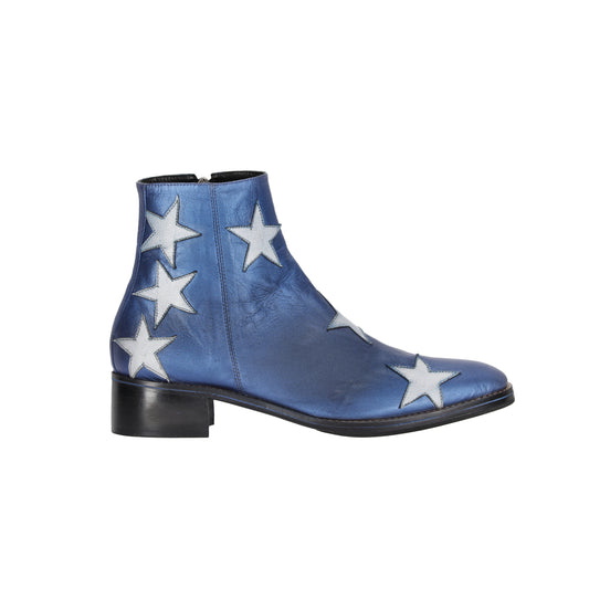 Botas Texanas Azul Metalizado con Estrellas