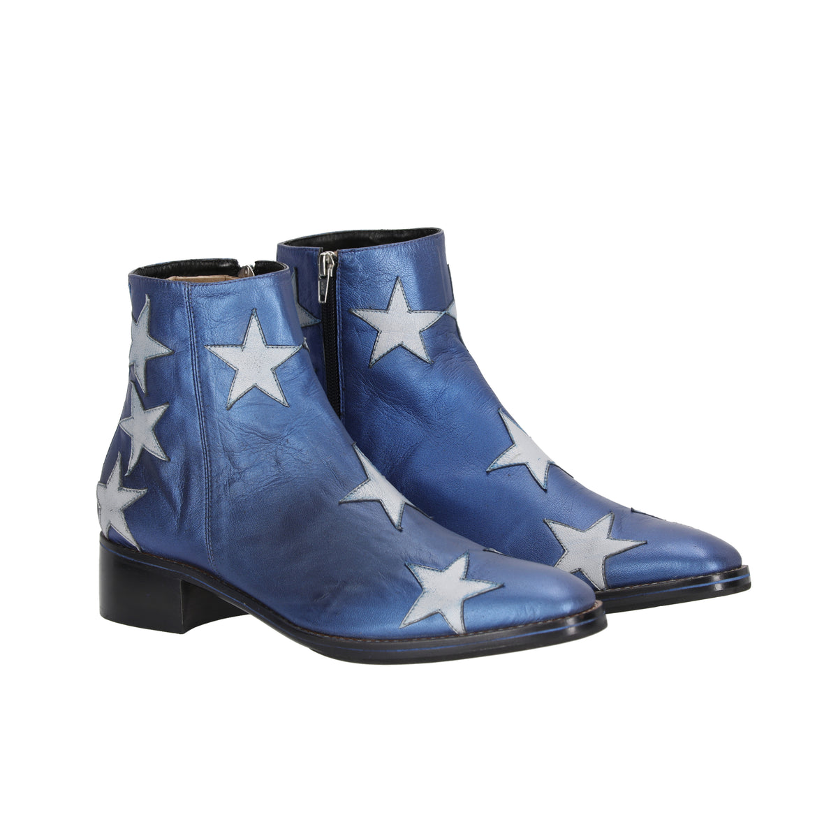 Botas Texanas Azul Metalizado con Estrellas