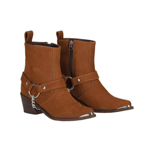 Botas Texana en Cuero Gamuza Miel Hombre