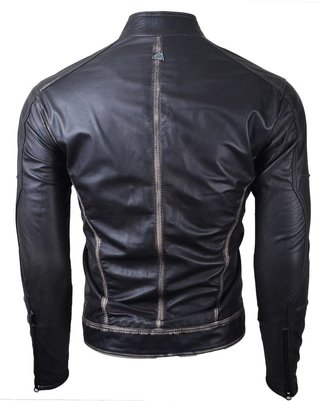 Chaqueta en Cuero Negro Base Beige Abiman