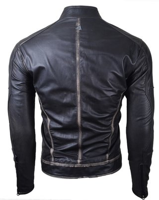 Chaqueta de Cuero Negro Base Beige Abiman