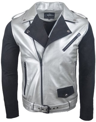 Chaqueta de Cuero Plateado y Gamuza Bison