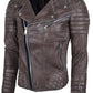 Chaqueta en Cuero Cafe Envejecido Blug