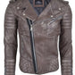 Chaqueta en Cuero Cafe Envejecido Blug