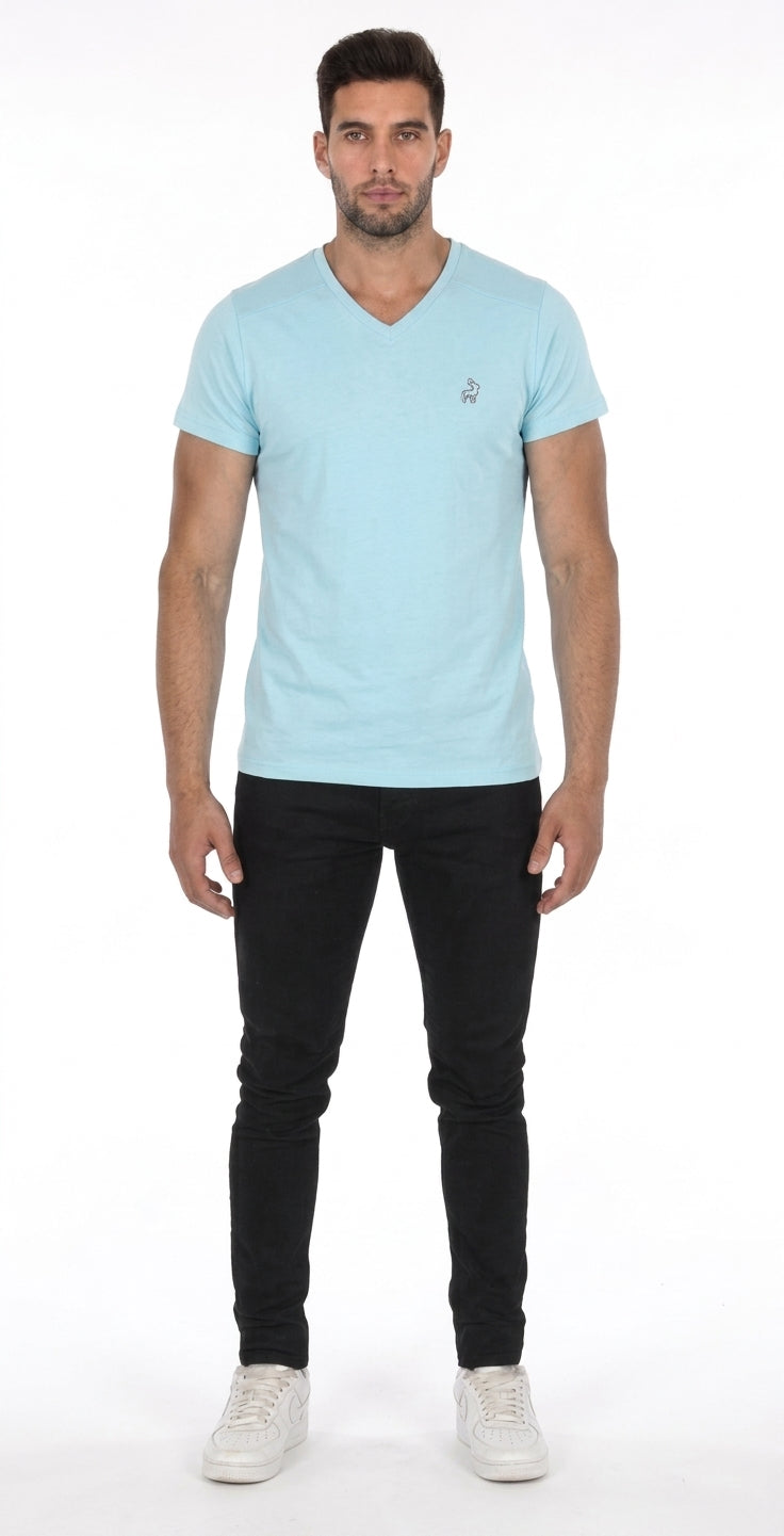 Camiseta Paralela Slimfit Azul Cielo Marca La Chaqueteria