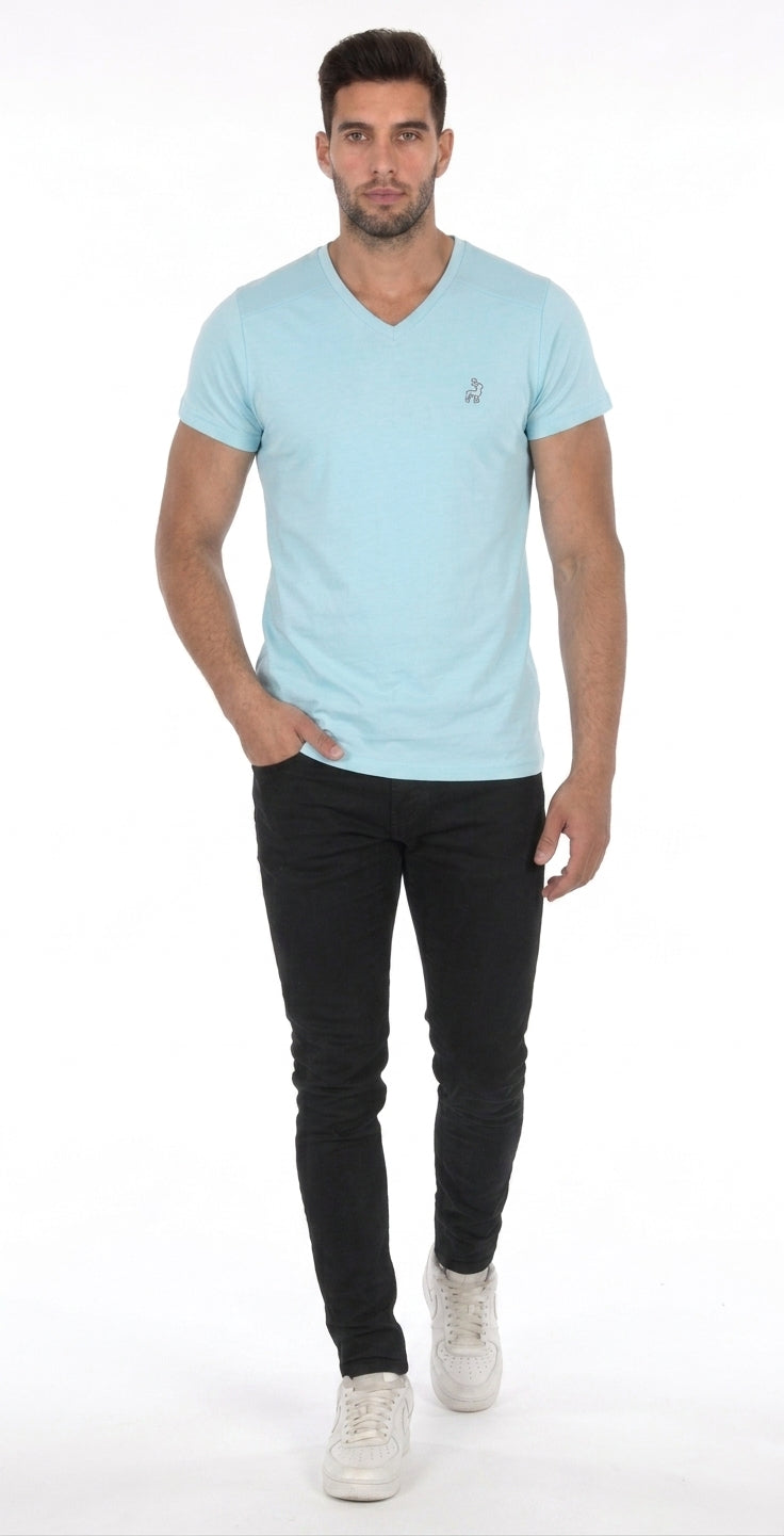 Camiseta Paralela Slimfit Azul Cielo Marca La Chaqueteria