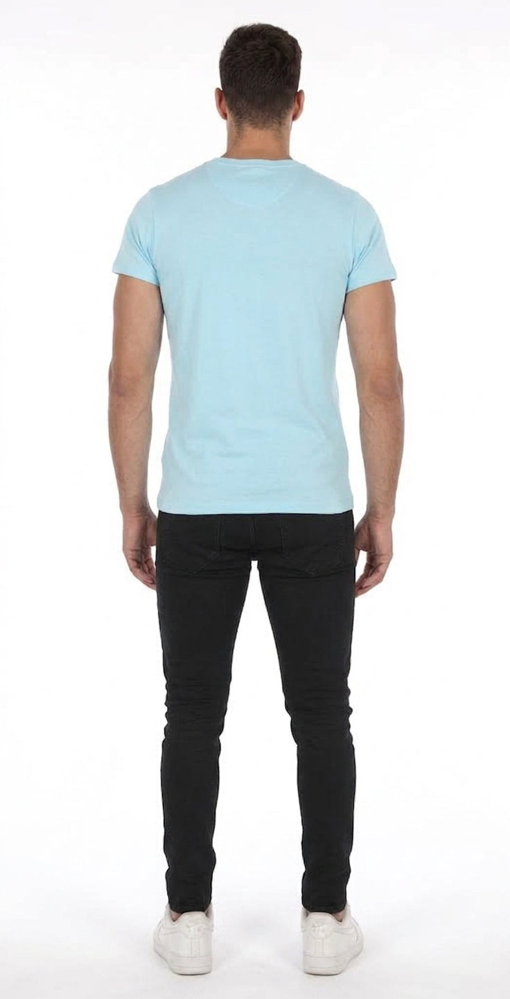Camiseta Paralela Slimfit Azul Cielo Marca La Chaqueteria