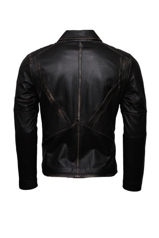 Chaqueta de Cuero Envejecido Negro LCHL27