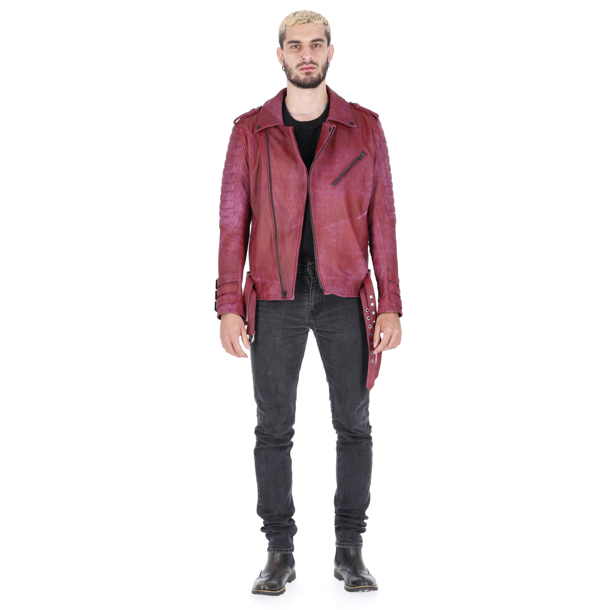 Chaqueta de Cuero Envejecido Vinotinto Subzero