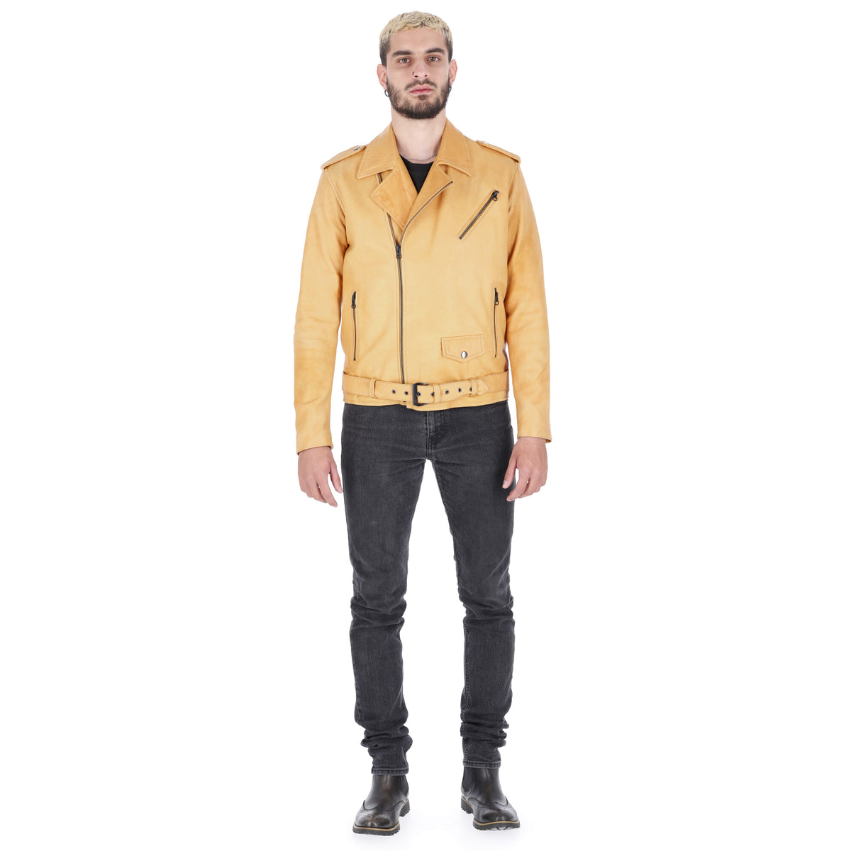 Chaqueta de Cuero Amarillo Natural Bison