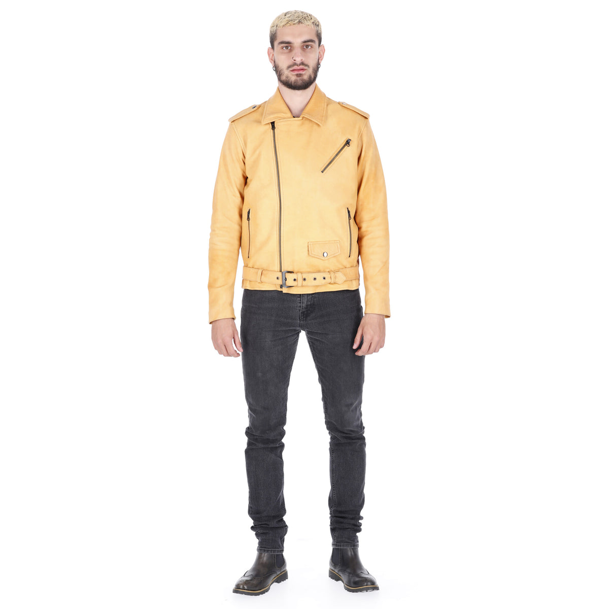 Chaqueta de Cuero Amarillo Natural Bison