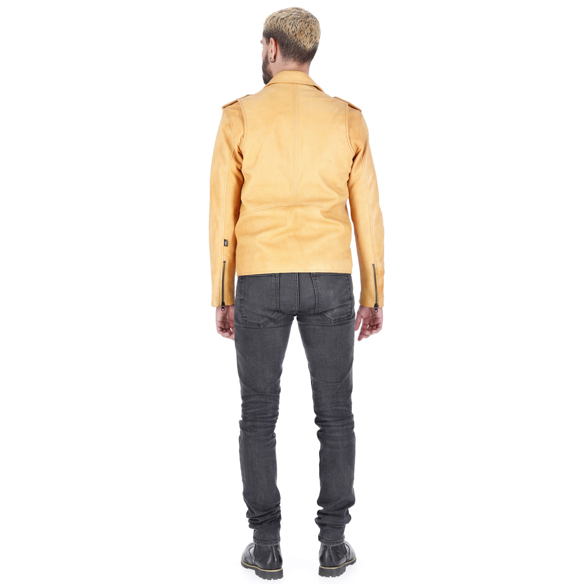 Chaqueta de Cuero Amarillo Natural Bison