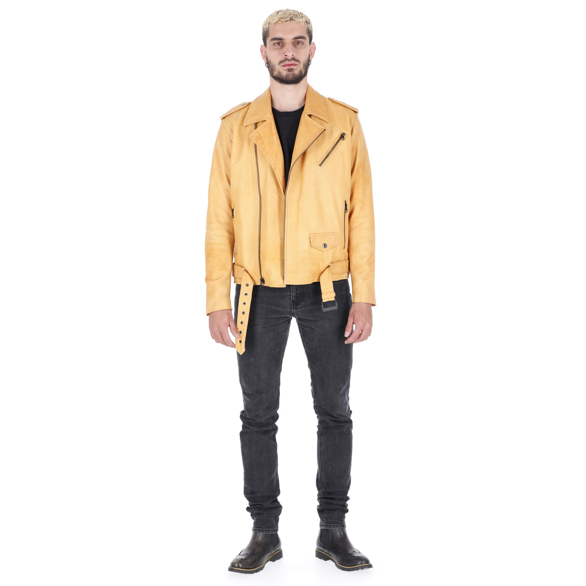 Chaqueta de Cuero Amarillo Natural Bison