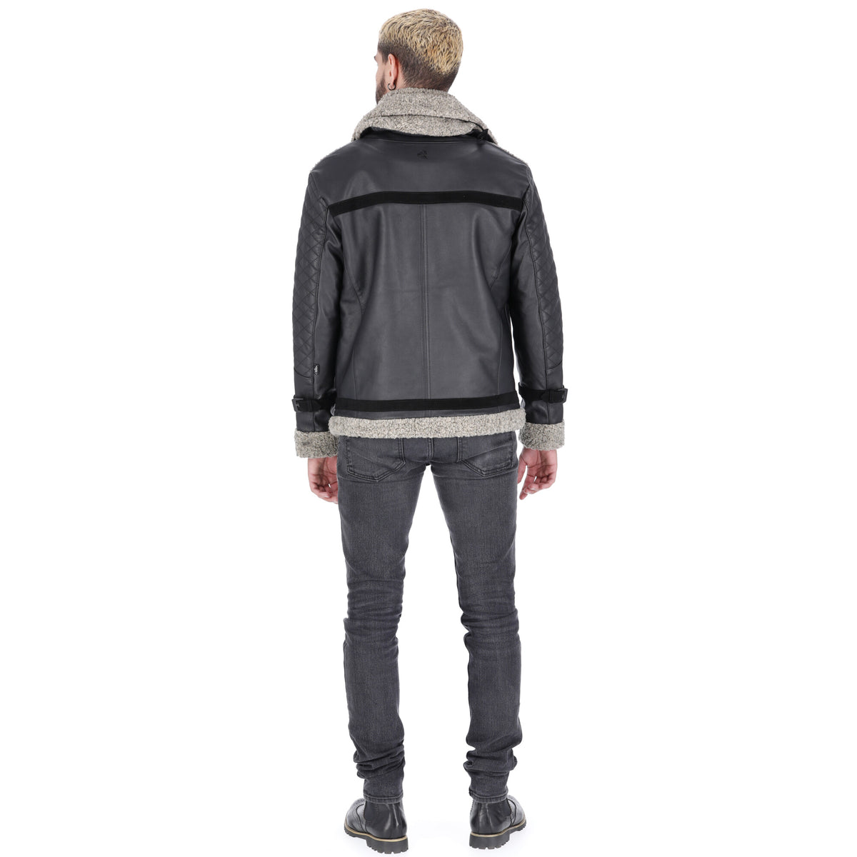 Chaqueta de Cuero Envejecido Negro Base Gris New York 2.0