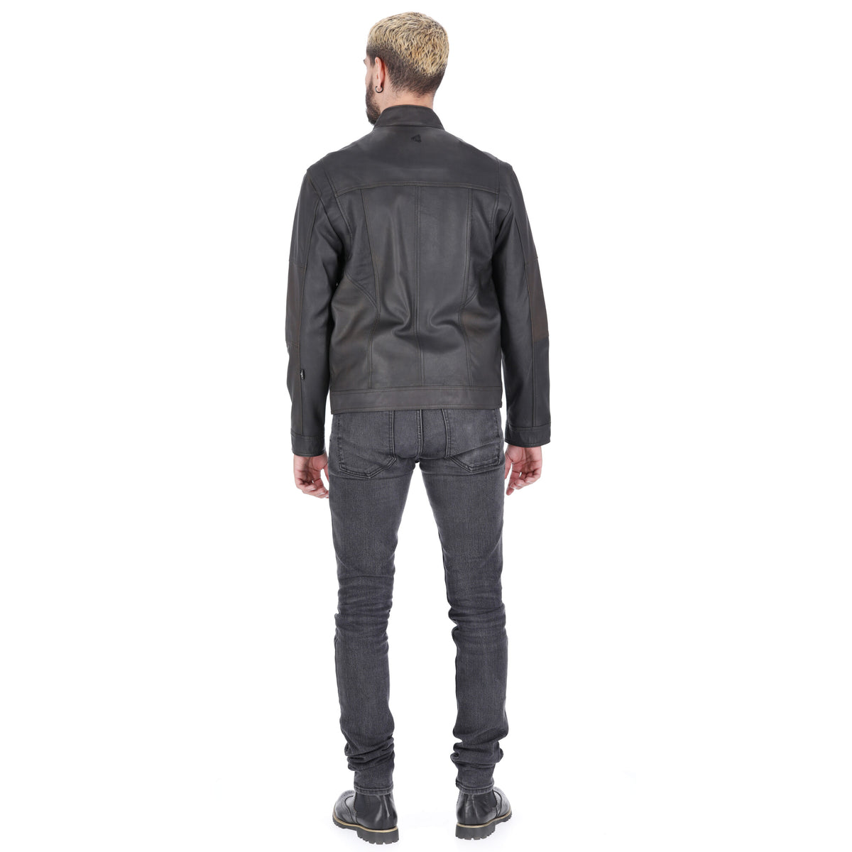 Chaqueta de Cuero Envejecido Negro LCHL16