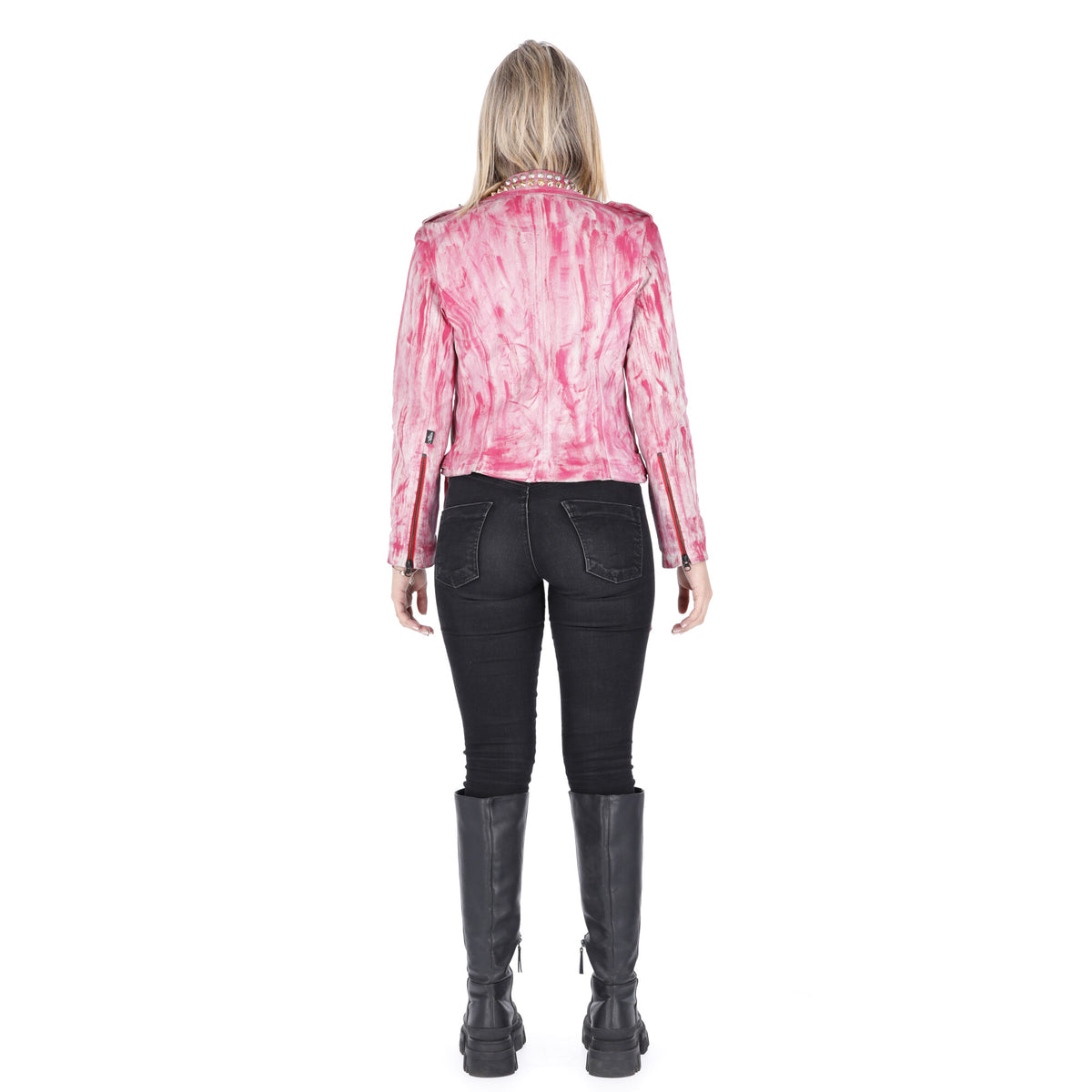 Chaqueta en Cuero Envejecido Rosa W48