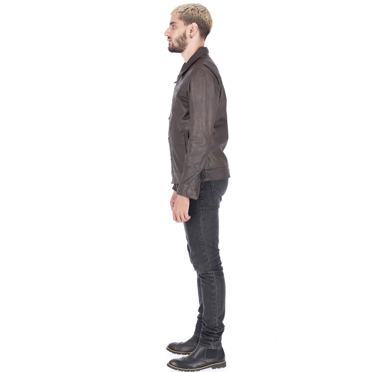 Chaqueta de Cuero Envejecido Cafe Rocco
