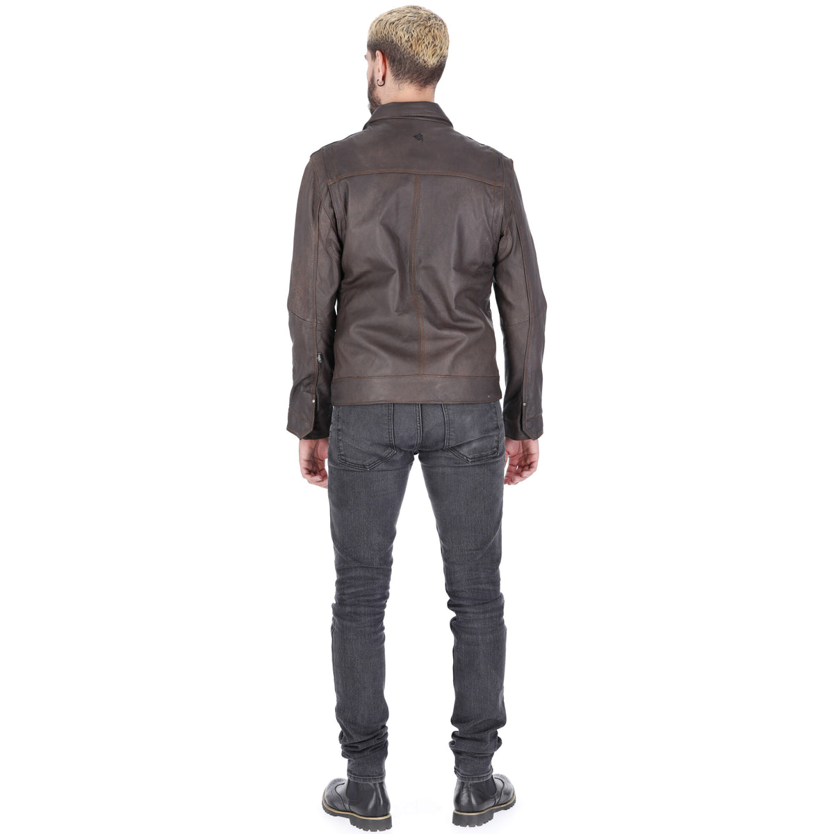 Chaqueta de Cuero Envejecido Cafe Rocco