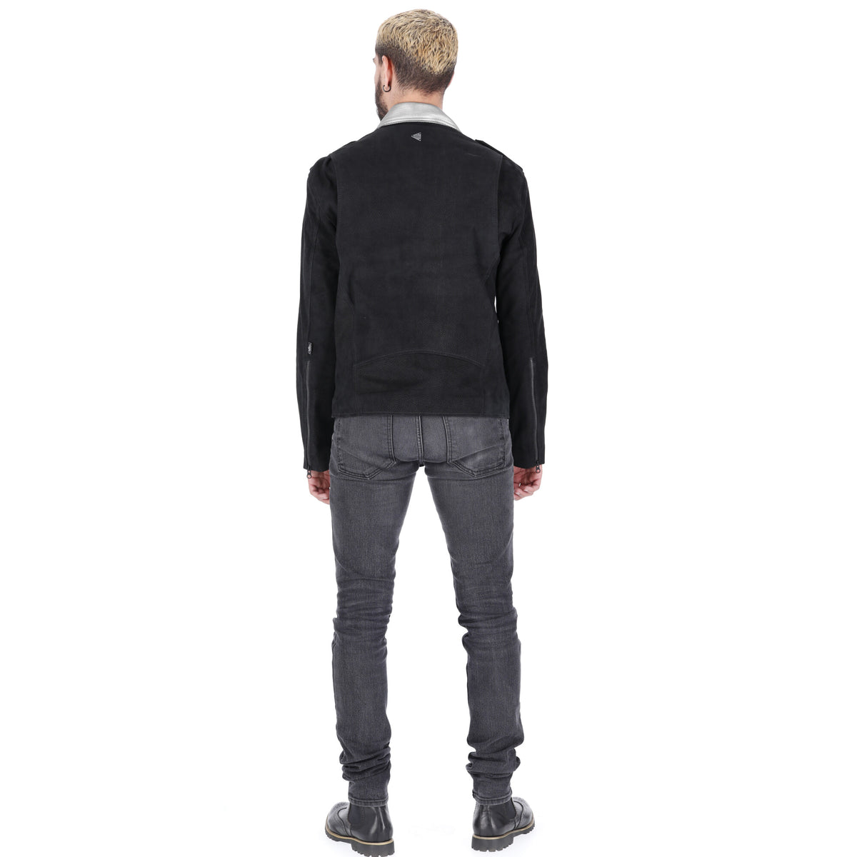Chaqueta de Cuero Gamuza Negro LCHL21