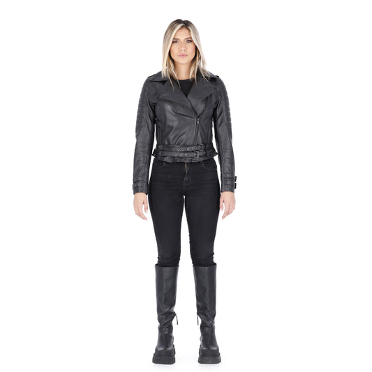 Chaqueta en Cuero Negro W16