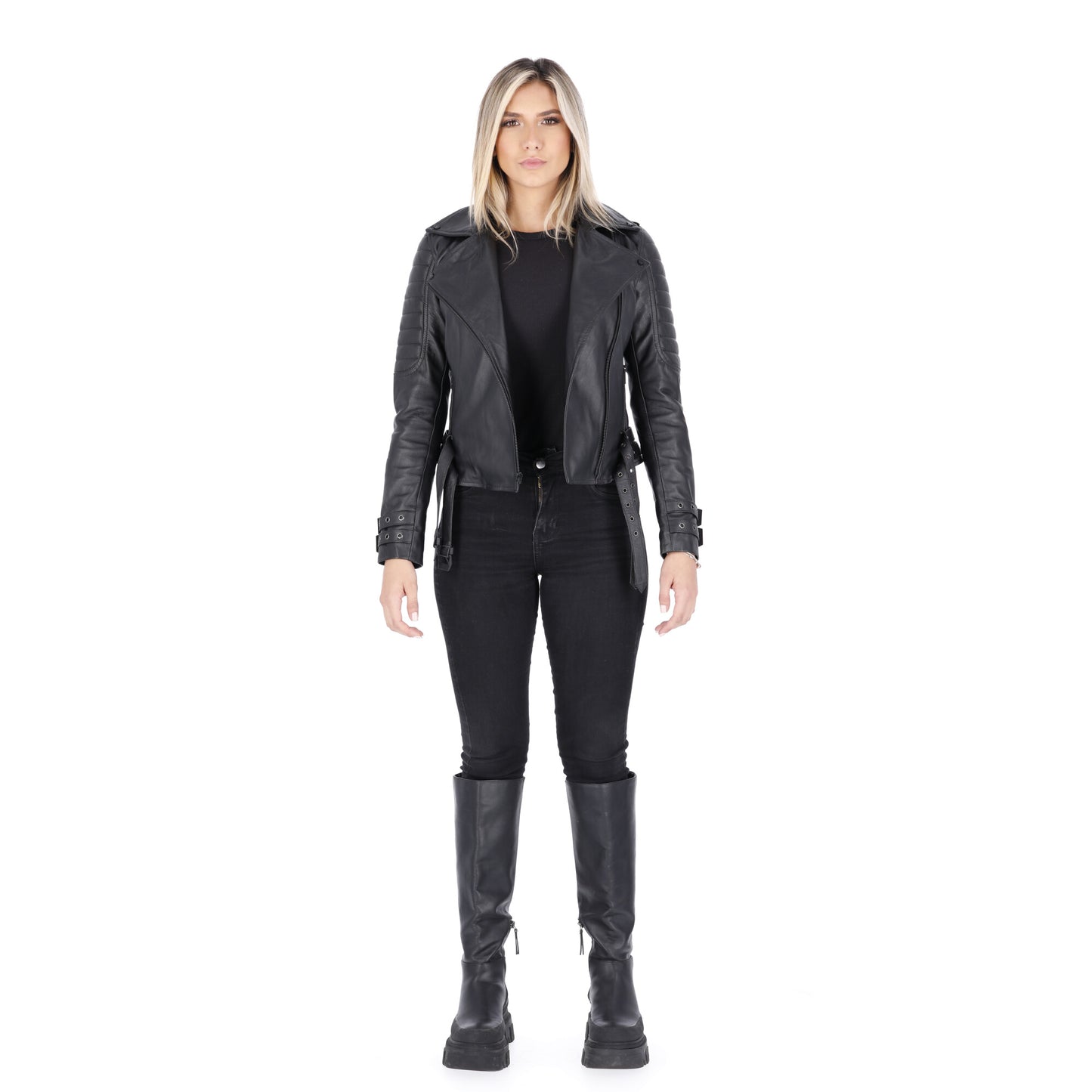 Chaqueta en Cuero Negro W16