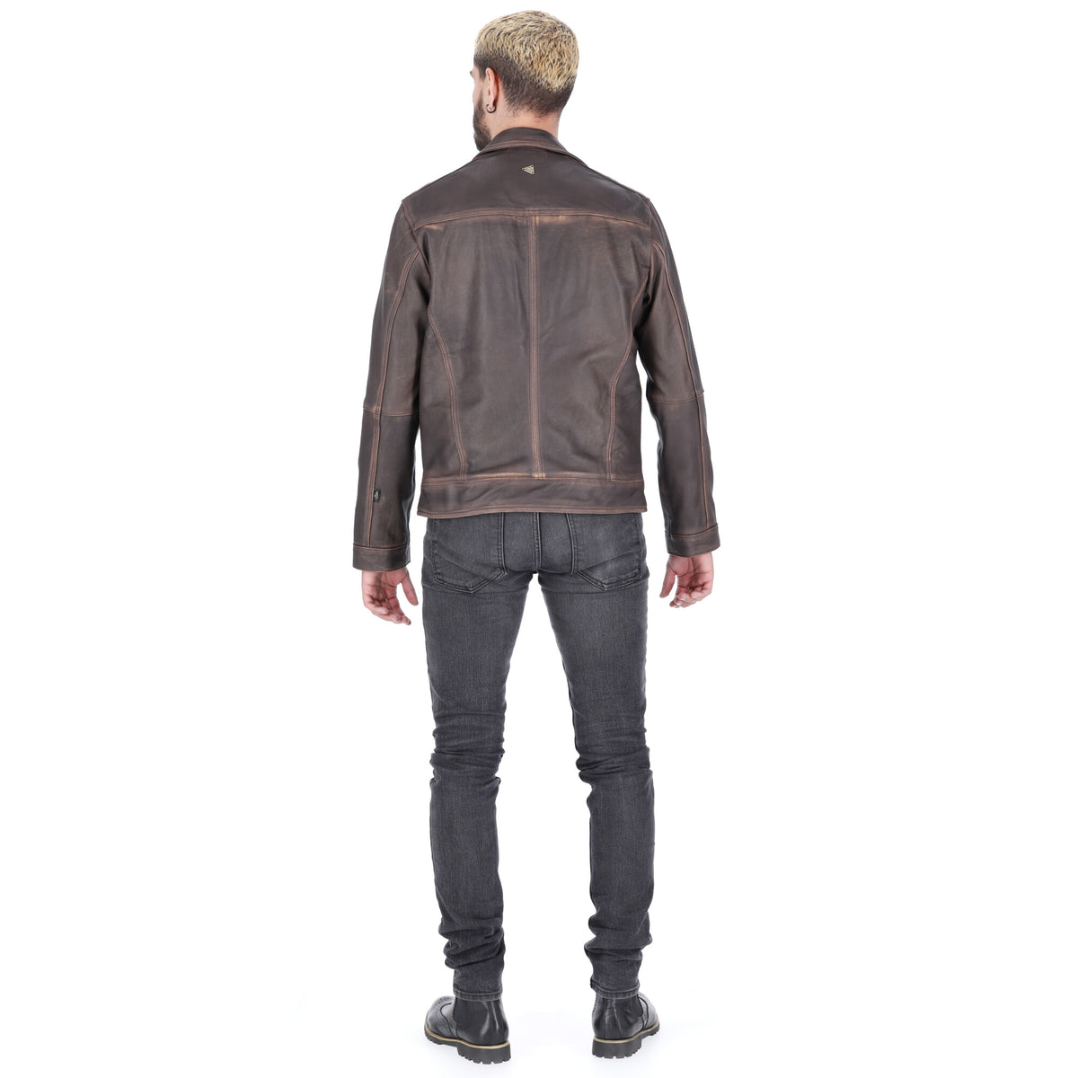 Chaqueta de Cuero Envejecido Base Cafe LCHL54