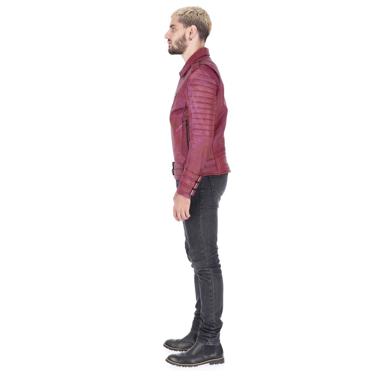 Chaqueta de Cuero Envejecido Vinotinto Subzero