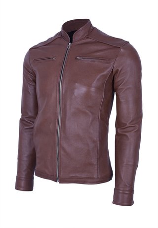 Chaqueta en Cuero Miel LCHL33